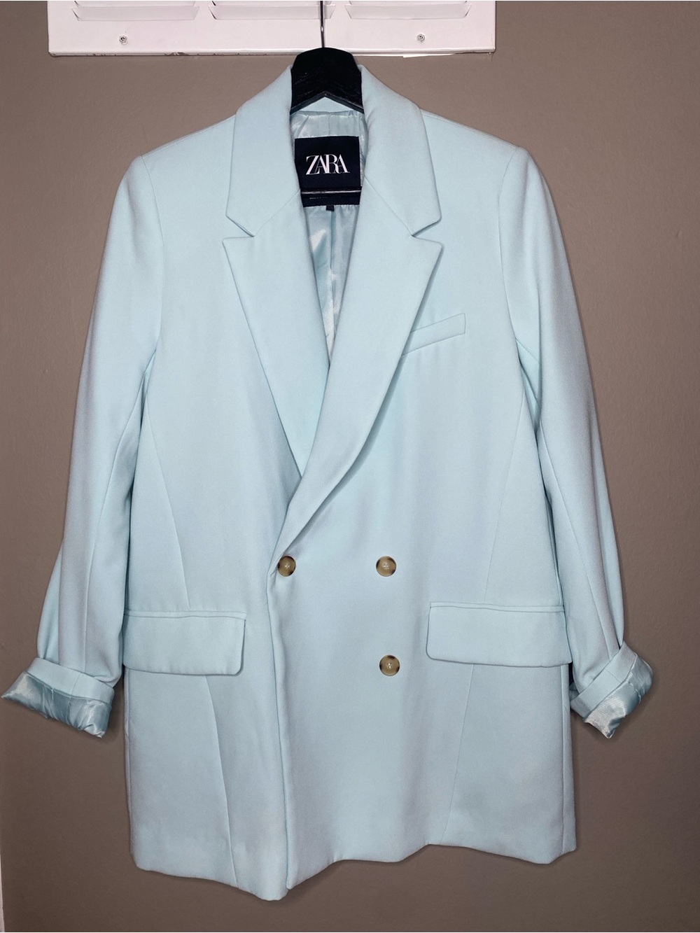 Zara Pastel Blue Double-Breasted Blazer - S (Barely Worn!)